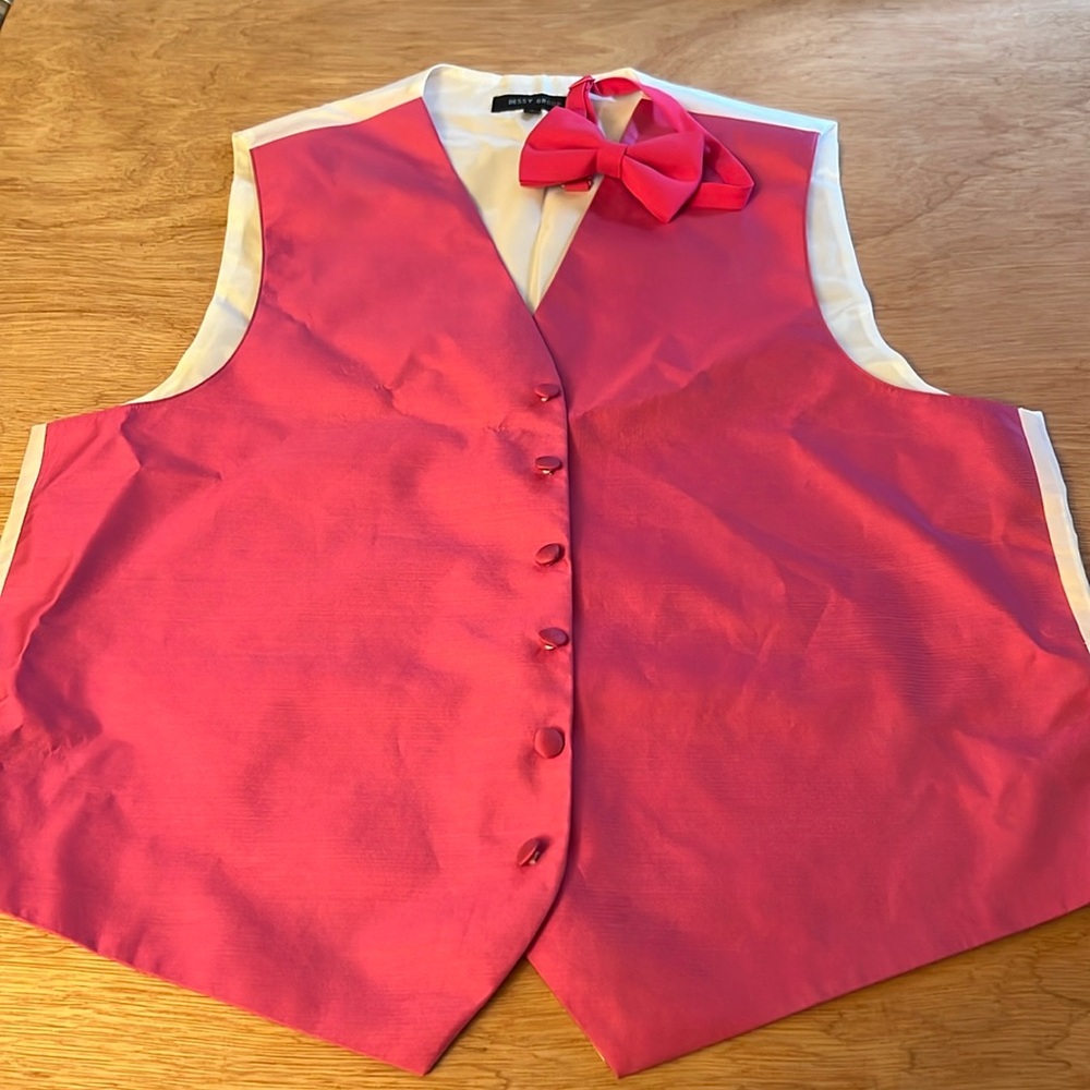 Pink vest with matching bow tie NWOT